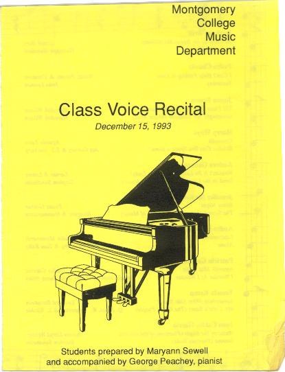 Montgomery College · Class Voice Recital · 1993