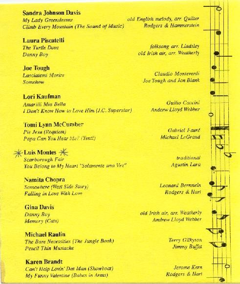 Montgomery College · Programa del recital · 1993